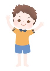 boy in yellow shirt, illustration, vector on white background.