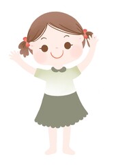 The cartoon character of cute little girl.