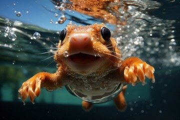  a close up of a fish in the water with its mouth open and it's head above the water's surface, with bubbles coming from the bottom of the water.