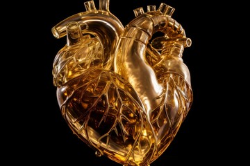 Ethereal Transparent golden heart. Love romantic. Generate Ai