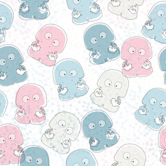  Hipster abstract doodles with funny creatures.