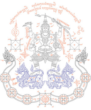 Muay Thai sacred symbol tattoo,thai traditional tattoo,Sak Yant line drawing