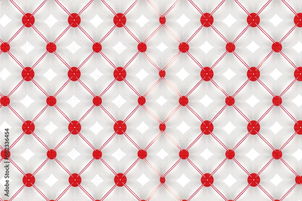 Poster  a white and red background with a pattern of circles and lines in the middle of the image, with a red dot in the middle of the middle of the circle.