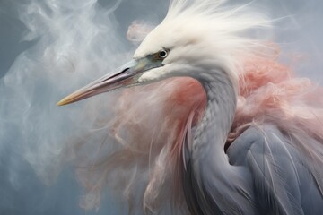  a close up of a bird with a lot of smoke coming out of it's head and neck, with smoke billowing from its billowing behind it. - obrazy, fototapety, plakaty