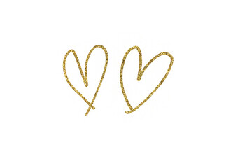 golden hearts glitter object on transparent png background