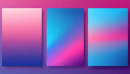 Set of materials using art canvas prints style and utilizing a modern gradient background that smoothly transitions between pink and blue.
