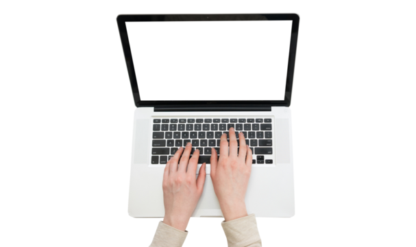 male hands typing on a laptop