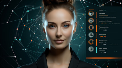 Authentication by facial recognition concept. Biometric. Security system. - obrazy, fototapety, plakaty