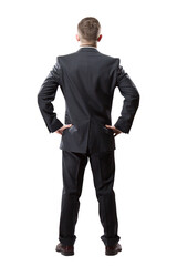 Businessman full body back view isolated