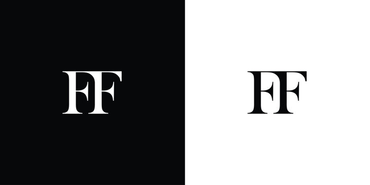 Abstract FF Initial minimalist abstract logo in black and white color