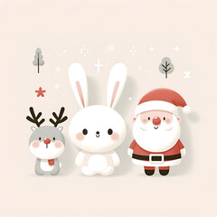 santa claus and reindeer rabbit
