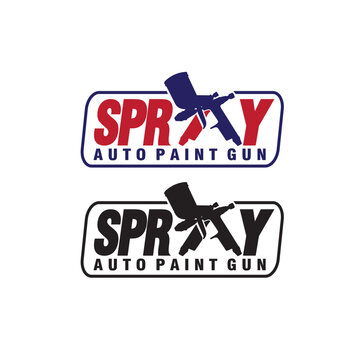 spray gun paint logo design template illustration