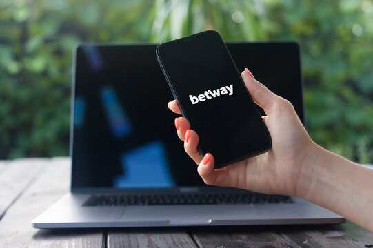Betway logo, online gambling company offering betting and gambling products including sportsbook and online casino, displayed on iPhone screen