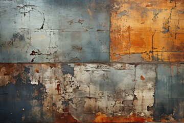  a close up of a rusted metal wall with paint chipping off the side of the wall and peeling off the paint chipping off the side of the wall.