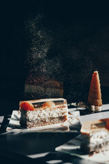 Black atmospheric Christmas mood. Festive background.