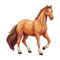 Horse animal in cartoon style on transparent background, Horse Stiker design.