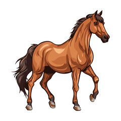 Horse animal in cartoon style on transparent background, Horse Stiker design.