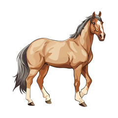 Obraz premium Horse animal in cartoon style on transparent background, Horse Stiker design.