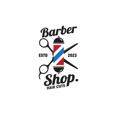 barbershop haircuts logo design vector template illustration