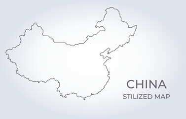Map of China in a stylized minimalist style. Simple illustration of the country map.