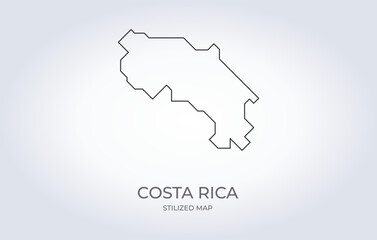 Map of Costa Rica in a stylized minimalist style. Simple illustration of the country map.