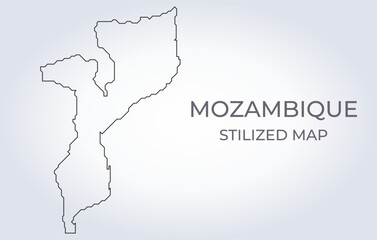 Map of Mozambique in a stylized minimalist style. Simple illustration of the country map.