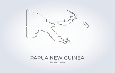 Map of Papua New Cuinea in a stylized minimalist style. Simple illustration of the country map.