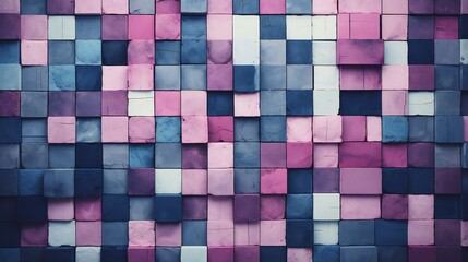 Mosaic of Colors: A Textured Palette of Pinks and Blues Creating Abstract Wall Art