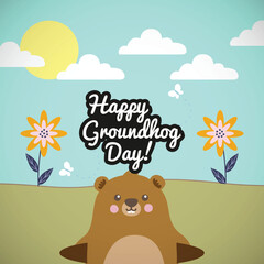 Free vector lovely happy groundhog day background