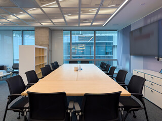Interior of modern empty office building.Open white ceiling design.