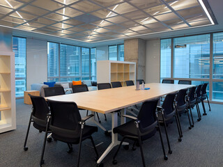 Interior of modern empty office building.Open white ceiling design.