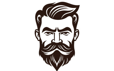 Haircut Logo Design Featuring a Bearded Male isolated on a transparent background.