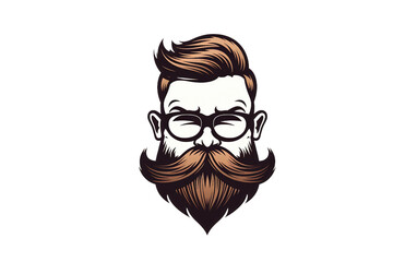 Logo Design: French Bearded Man with Haircut isolated on a transparent background. - obrazy, fototapety, plakaty