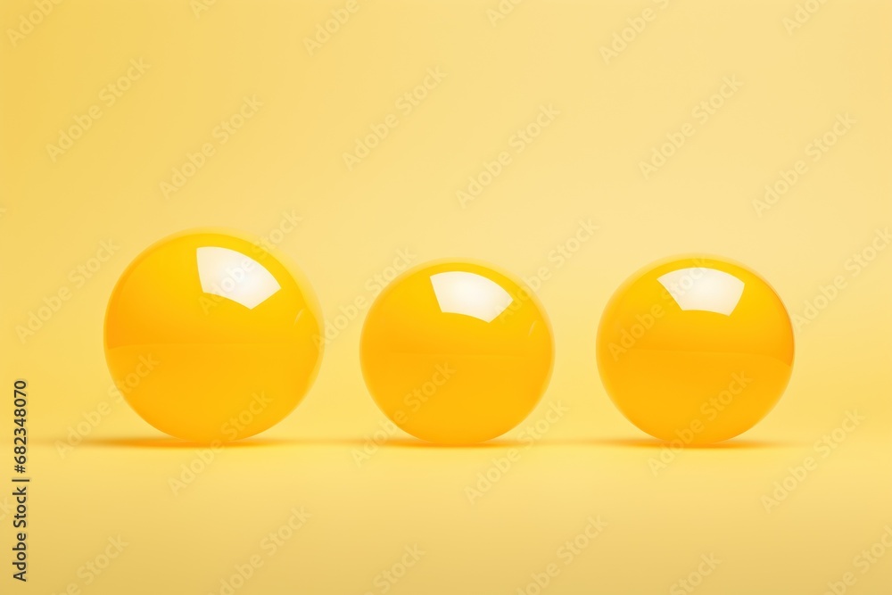 Poster a group of three yellow balls sitting next to each other on a yellow background with a yellow backgr