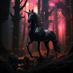 Black Unicorn in the Forest 