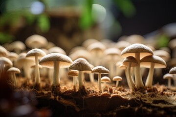 Mushrooms cultivation. Farming and agriculture. Ai Generative - obrazy, fototapety, plakaty