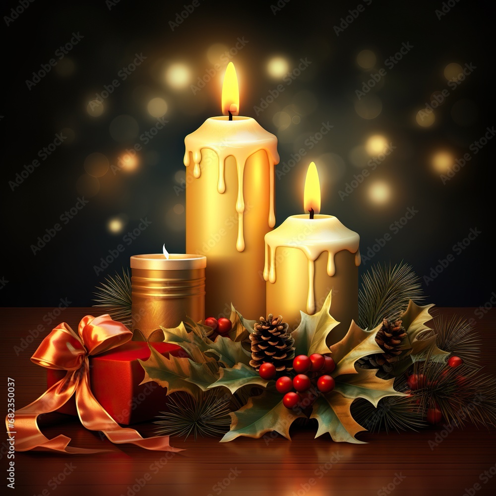 Wall mural christmas decoration with candles and decorations