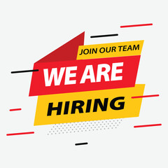 We're Hiring Join Our Team, Flat Style Red, isolated vector
