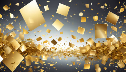 light golden rectangles confetti celebration falling golden abstract decoration for party vector illustration