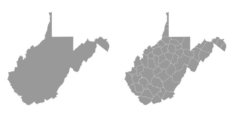 West Virginia state gray maps. Vector illustration.