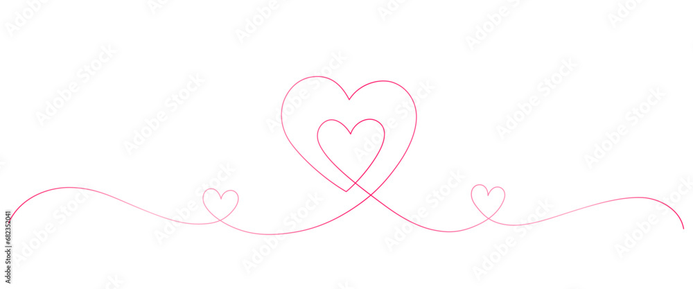 Wall mural love pink line art style. line art heart. valentine, wedding, anniversary vector element.