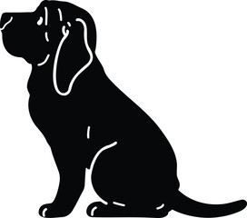 Simple and adorable Bloodhound dog Silhouette Sitting in side view with details - obrazy, fototapety, plakaty