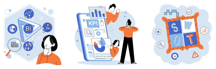 Analysis tool. Business intelligence. Vector illustration Infographics simplify complex information and make it more accessible Information management ensures datintegrity and security The research