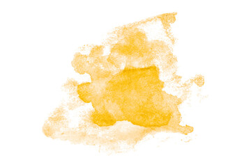 Yellow watercolor background. Artistic hand paint. Isolated on transparent background.