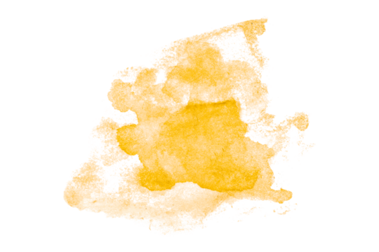 Yellow watercolor background. Artistic hand paint. Isolated on transparent background.