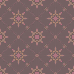 Diagonal cross-grid pattern, repeat and seamless, geometric and floral element for textile, tile, wallpaper or wrapping