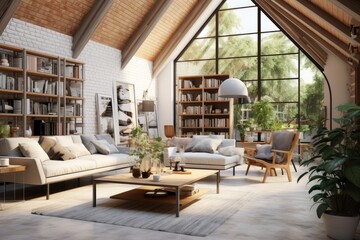 The interior is in Scandinavian style with an emphasis on space and light.