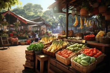 Fototapeta premium Immerse Yourself in the Culture of Street and Farmers' Markets with Abundant Produce and Aromas