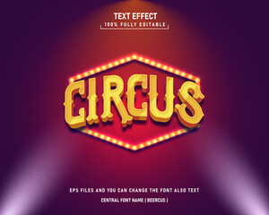 Circus show, editable text effect template, retro vintage font style © suci
