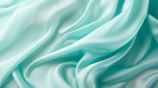 Beautiful layers of delicate mint fabric background.